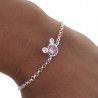 Pulsera Infantil de Mickey Rosa en Plata de Ley 925mls