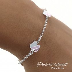 Pulsera Infantil de Perritos en Plata de Ley 925mls
