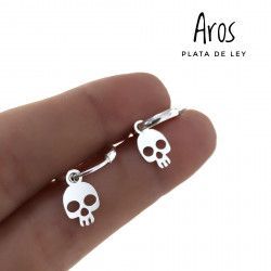 Aros de Calavera Colgando en Plata de Ley 925mls