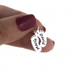 Colgante de Pies con Nombre Personalizado en Plata de Ley 925mls