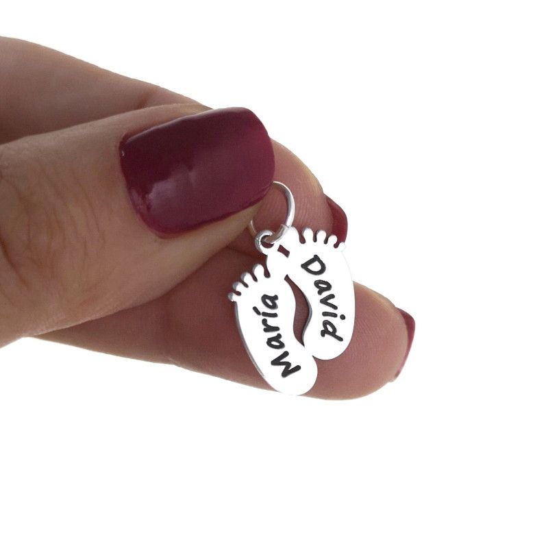 Colgante de Pies con Nombre Personalizado en Plata de Ley 925mls