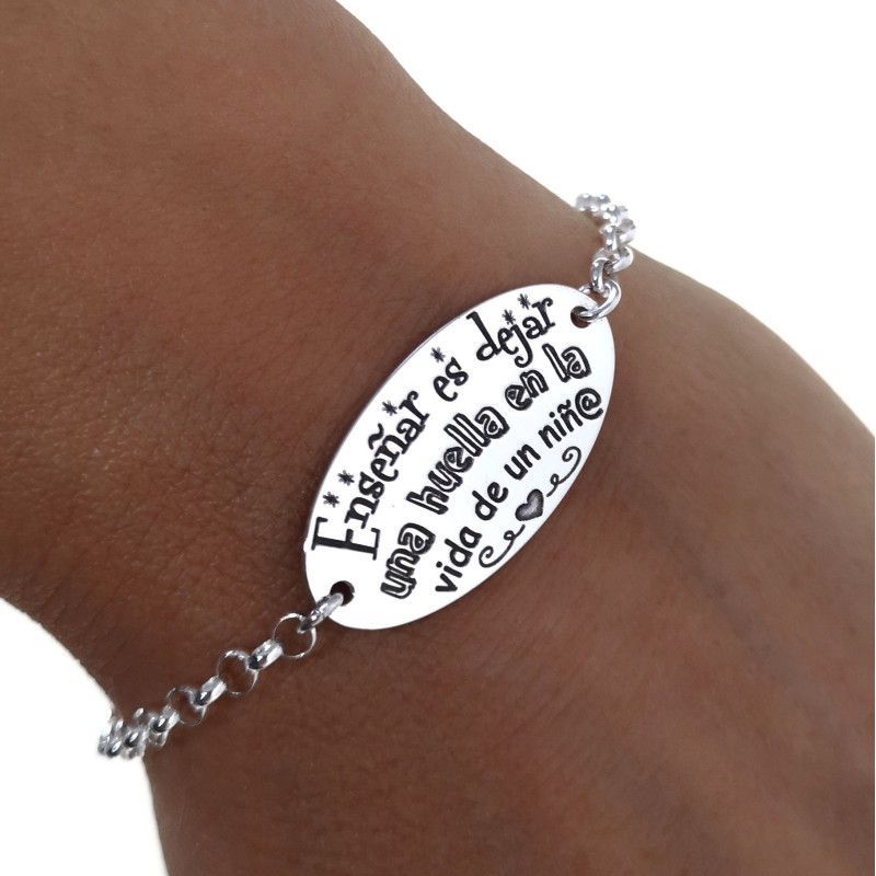 Pulsera para Seño con mensaje en Plata de Ley 925mls