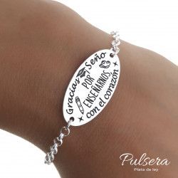 Pulsera para Seño con mensaje en Plata de Ley 925mls