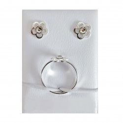 Conjunto de Comunión Flor con Circonita en Plata de Ley 925mls