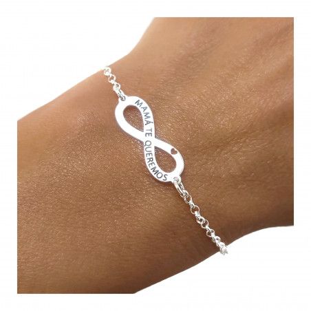 Pulsera de Mamá con Mensaje "Mamá te queremos" en Plata de Ley 925mls