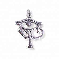 Colgante de Ojo de Horus con la Cruz de la Vida en Plata de Ley 925mls