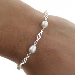 Pulsera de Comunión Perlas en Plata de Ley 925mls