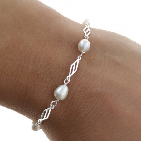 Pulsera de Comunión Perlas en Plata de Ley 925mls