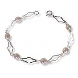 Pulsera de Comunión con Perlas en Plata de Ley 925mls