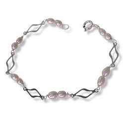 Pulsera de Comunión con Perla Doble en Plata de Ley 925mls