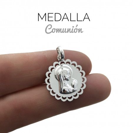 Colgante de Virgen Niña en Plata de Ley 925mls