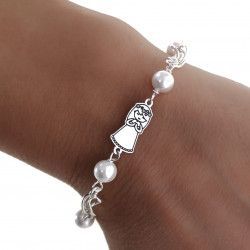 Pulsera Comunión Niña con Perlas en Plata de Ley 925mls