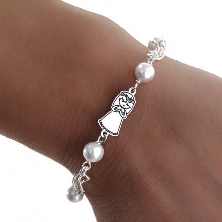 Pulsera Comunión Niña con Perlas en Plata de Ley 925mls
