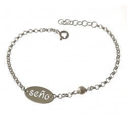 Pulsera para Seño con Perla en Plata de Ley 925mls