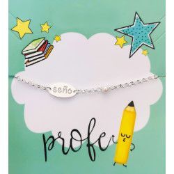 Pulsera para Seño con Perla en Plata de Ley 925mls