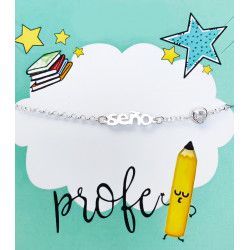 Pulsera para Seño con Corazón de Circonita en Plata de Ley 925mls