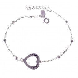 Pulsera de Mamá en Corazón Calado en Plata de Ley 925mls