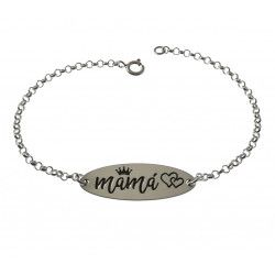 Pulsera de Mamá con Corona y Corazón en Plata de Ley 925mls