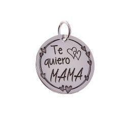 Colgante de Mamá con Mensaje "Te quiero MAMÁ" en Plata de Ley 925mls
