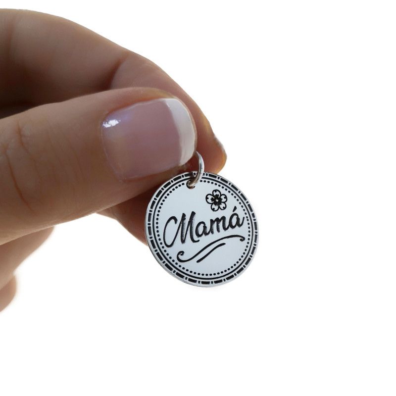 Colgante de Mamá con Flor en Plata de Ley 925mls