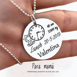 Colgante de Nacimiento Personalizado en Plata de Ley 925mls