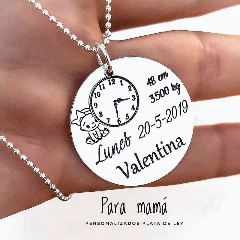 Colgante de Nacimiento Personalizado en Plata de Ley 925mls