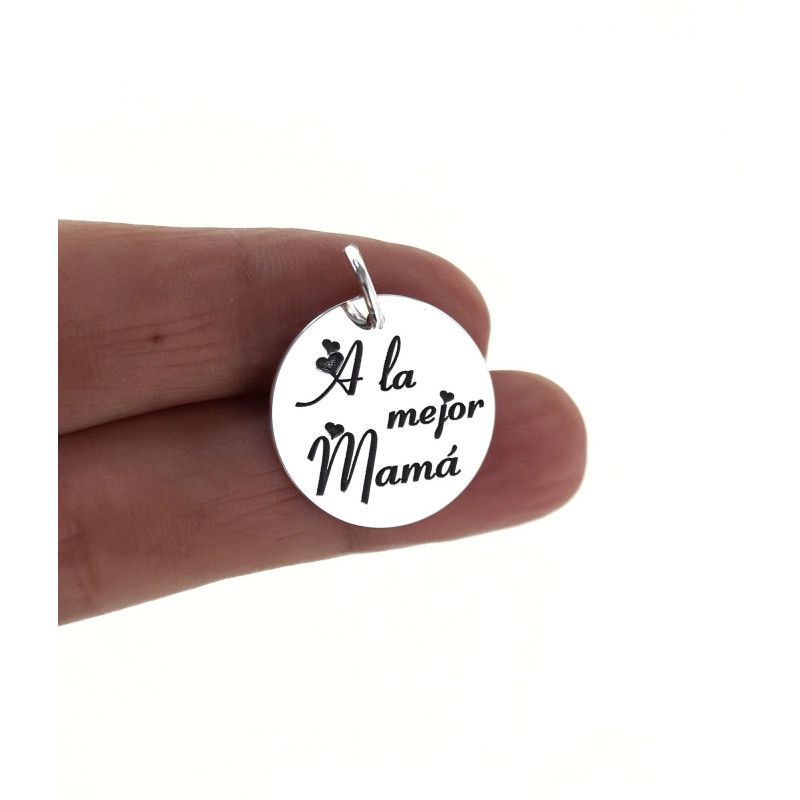 Colgante de Mamá con Mensaje "A la mejor Mamá" en Plata de Ley 925mls