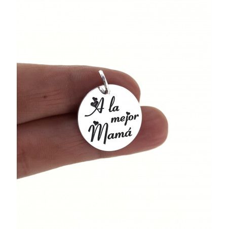 Colgante de Mamá con Mensaje "A la mejor Mamá" en Plata de Ley 925mls