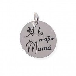 Colgante de Mamá con Mensaje "A la mejor Mamá" en Plata de Ley 925mls