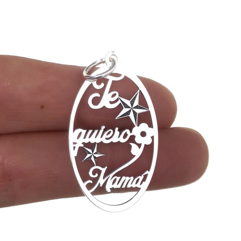 Colgante de Mamá con Mensaje "Te quiero Mamá" en Plata de Ley 925mls