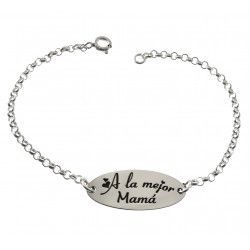 Pulsera de Mamá con Mensaje "A la mejor Mamá" en Plata de Ley 925mls