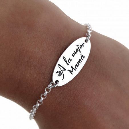 Pulsera de Mamá con Mensaje "A la mejor Mamá" en Plata de Ley 925mls