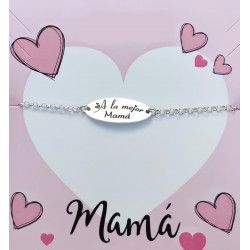 Pulsera de Mamá con Mensaje "A la mejor Mamá" en Plata de Ley 925mls