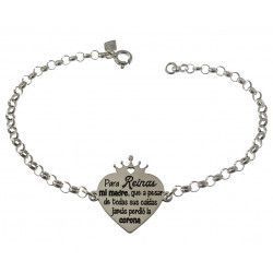 Pulsera de Mamá Corona con Mensaje en Plata de Ley 925mls