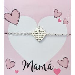 Pulsera de Mamá Corona con Mensaje en Plata de Ley 925mls