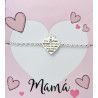 Pulsera de Mamá Corona con Mensaje en Plata de Ley 925mls