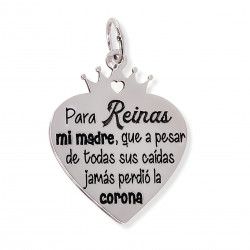 Colgante de Mamá Corona con Mensaje en Plata de Ley 925mls