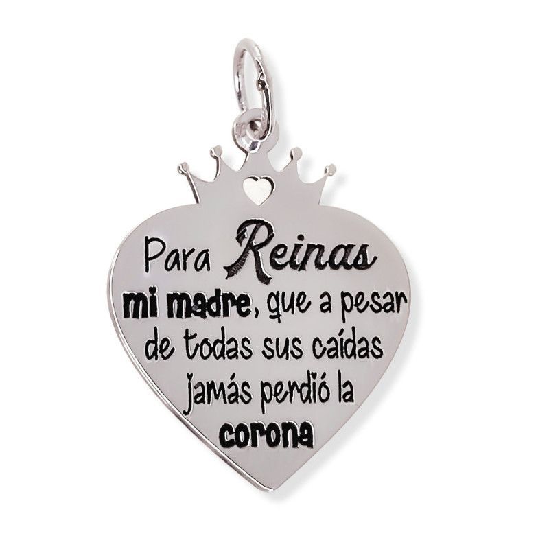 Colgante de Mamá Corona con Mensaje en Plata de Ley 925mls