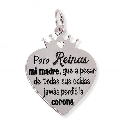 Colgante de Mamá Corona con Mensaje en Plata de Ley 925mls