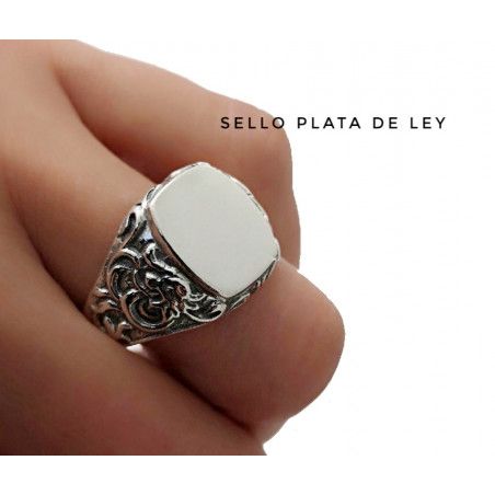 Sello de Caballero Cuadrado en Plata de Ley 925mls