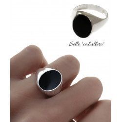 Sello de Caballero Ovalado Esmaltado en Plata de Ley 925mls