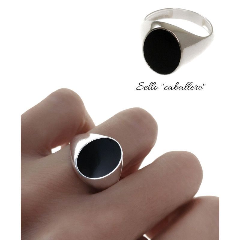 Sello de Caballero Ovalado Esmaltado en Plata de Ley 925mls