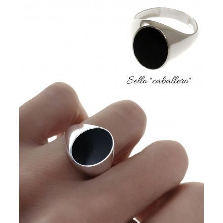 Sello de Caballero Ovalado Esmaltado en Plata de Ley 925mls