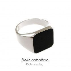 Sello de Caballero Cuadrado Esmaltado en Plata de Ley 925mls