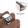 Sello de Caballero Cuadrado Liso en Plata de Ley 925mls