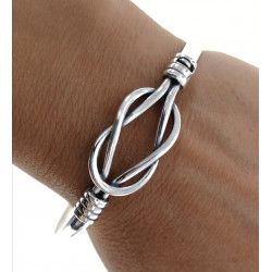 Pulsera Rígida de Caballero de Nudo en Plata de Ley 925mls