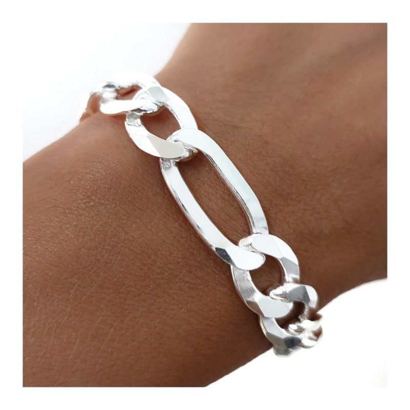 Pulsera de Caballero Alternada 3+1 en Plata de Ley 925mls