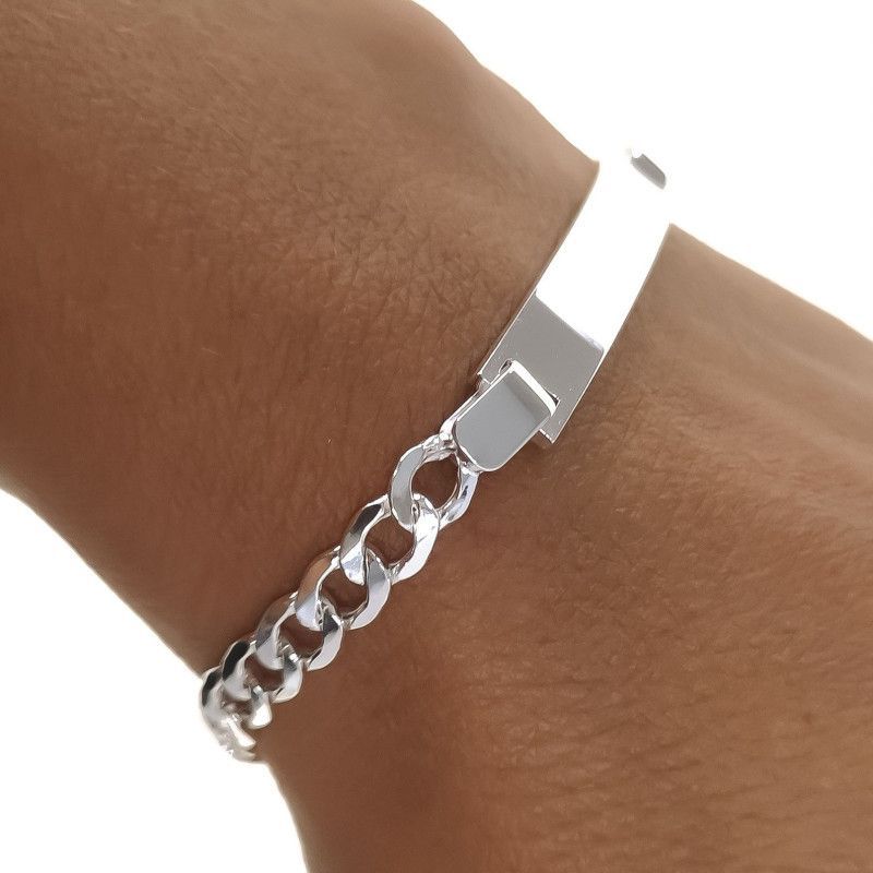 Esclava con Cadena Barbada en Plata de Ley 925mls