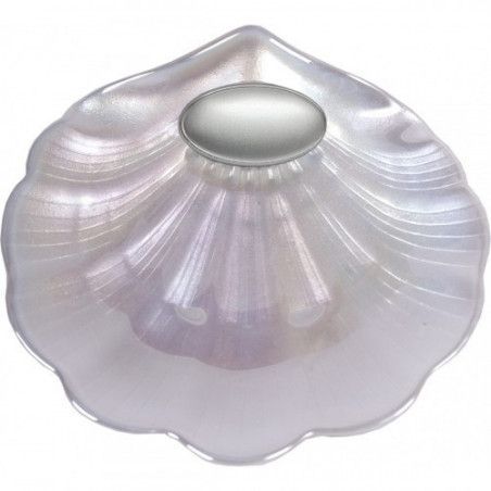 Concha Bautismo de Cristal Nacarado con Aplique de Plata Bilaminada 925