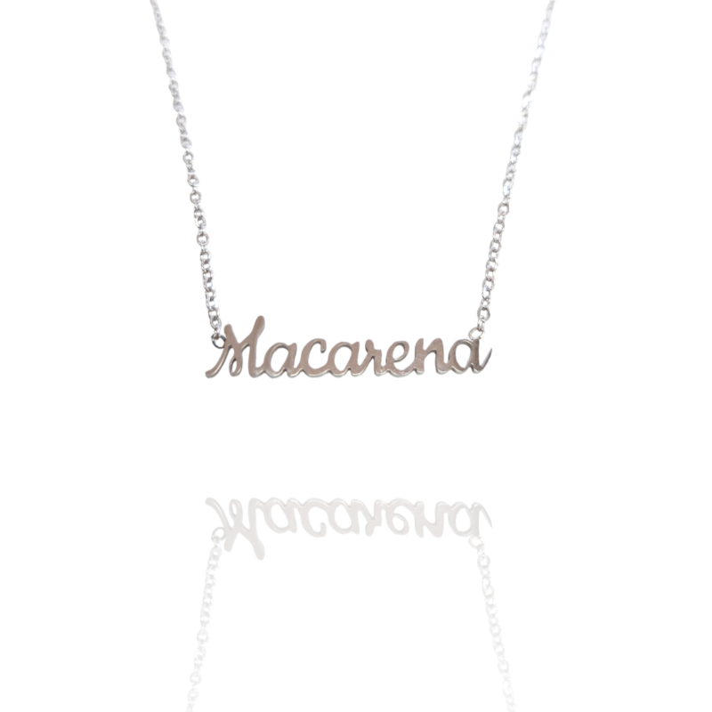 Collar con nombre de Macarena en Acero Hipoalergénico 316l